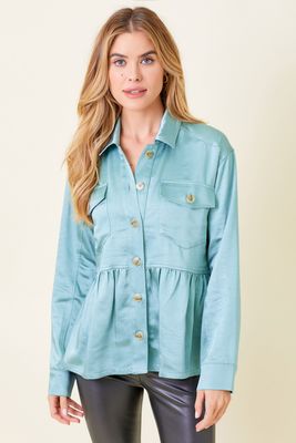 Peplum Satin Shacket