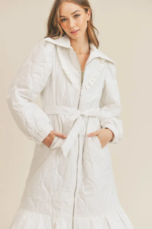 Ruffled Quilted Puffer Coat