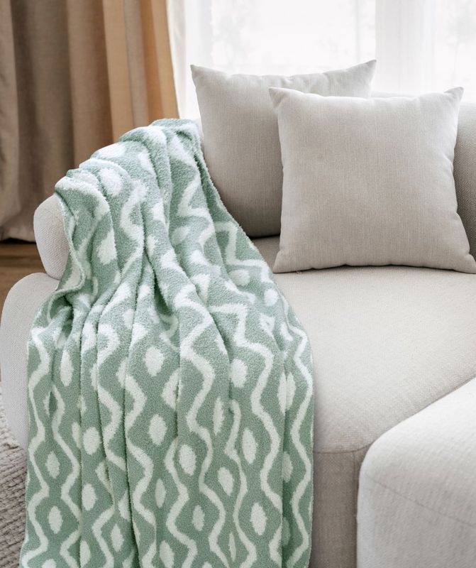 Ogee Feather Knit Throw Sage