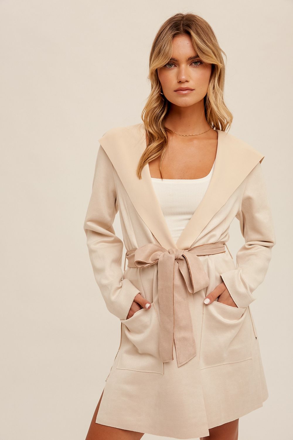 Colorblock Microsuede Coat