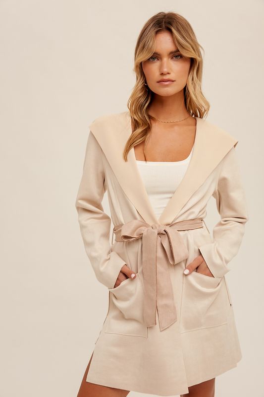 Colorblock Microsuede Coat