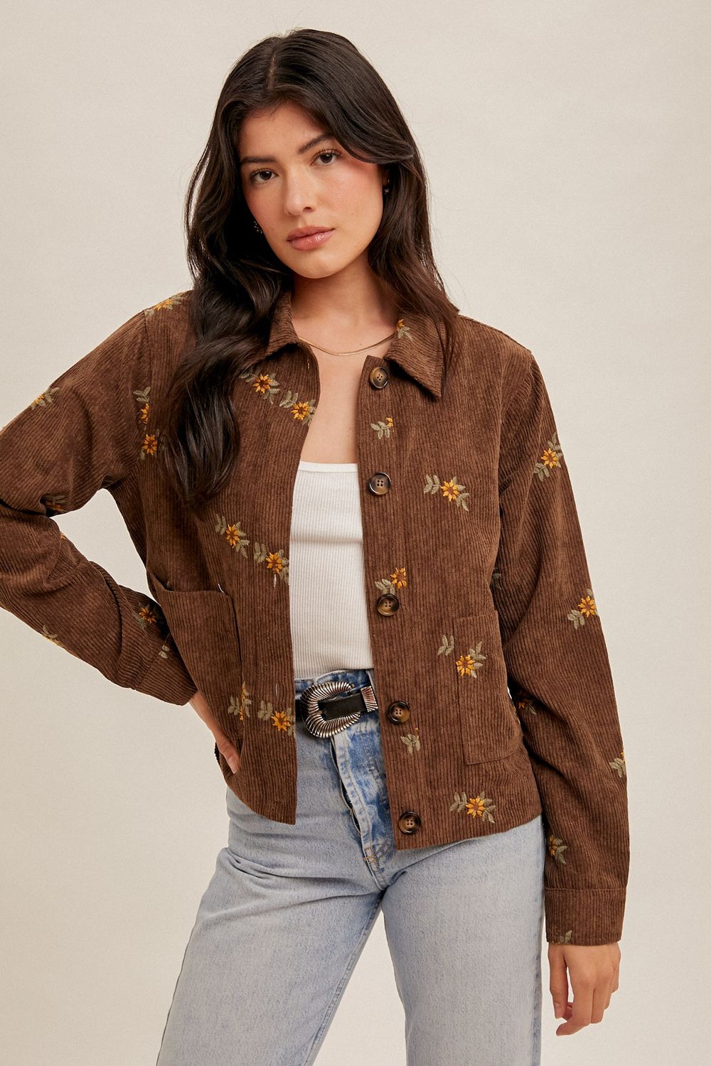 Embroidered Corduroy Shirt