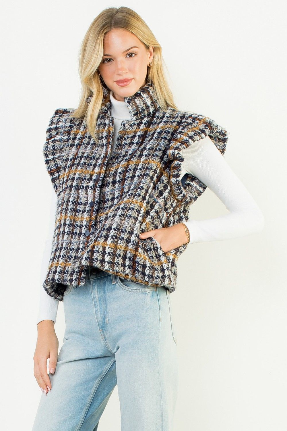 TWEED PLAID VEST