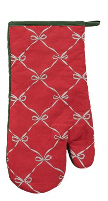 Xmas Motif Bows 2pc Oven Mitt
