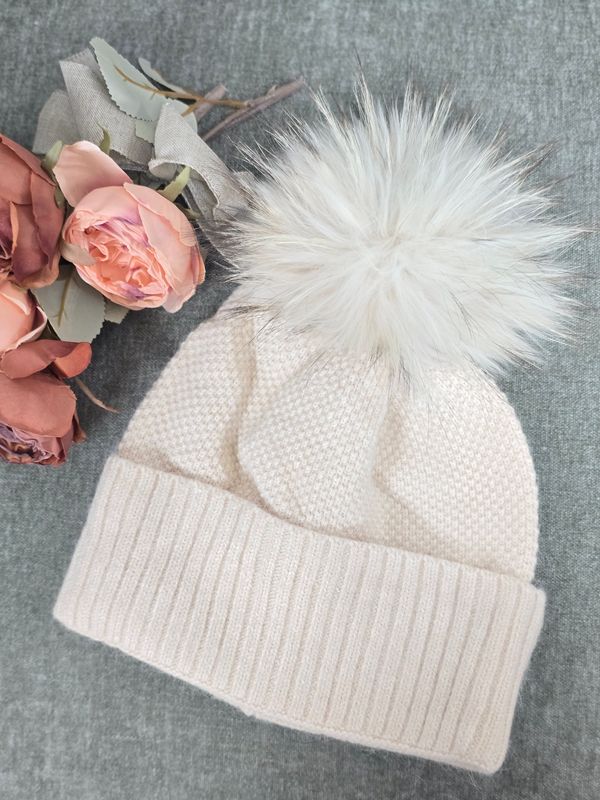 Beanie with Fox Fur Pom