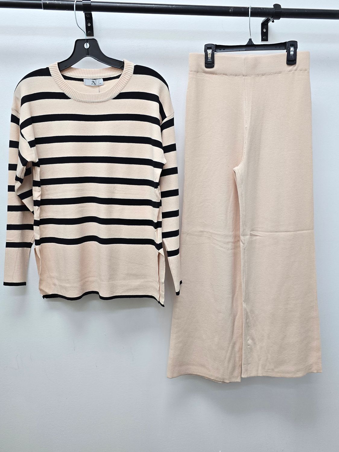 Striped Sweater Set, Color: IVORY, Size: SMALL/MEDIUM