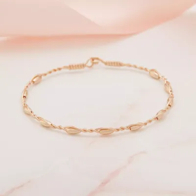 Graceful Bracelet - 14K Gold Artist Wire with Gold Beads / 7.25&quot; - M