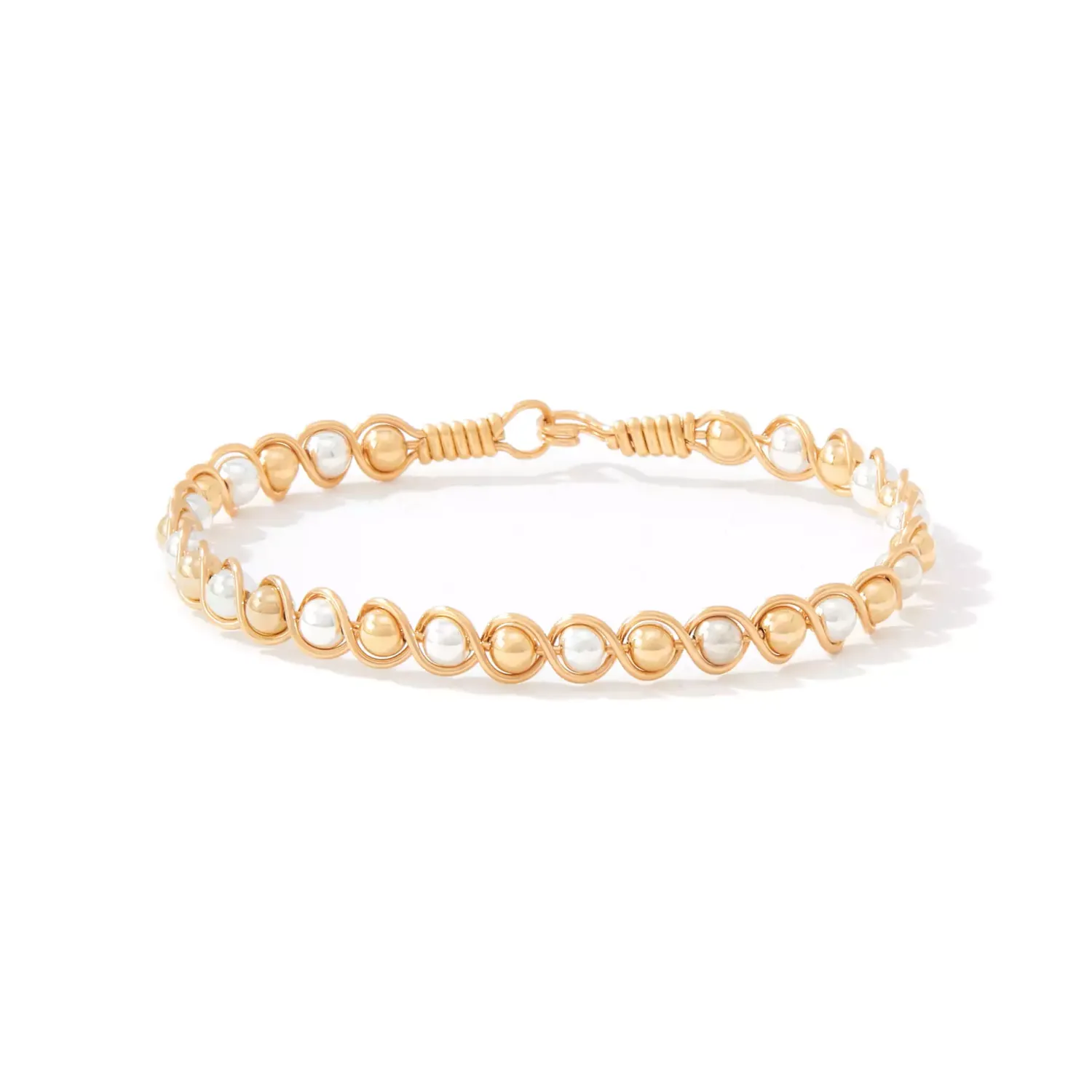 Finishing Touch Bracelet - 14K Gold Artist Wire with Gold-Filled and Silver Alternating Beads / 7&quot; - M