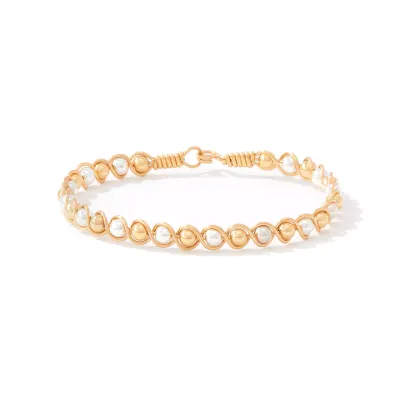 Finishing Touch Bracelet - 14K Gold Artist Wire with Gold-Filled and Silver Alternating Beads / 7&quot; - M