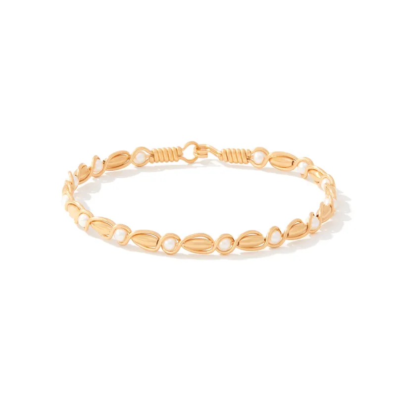 To Have and To Hold Bracelet - 14K Gold Artist Wire with Gold-Filled Beads / 6.75&quot; S