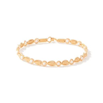 To Have and To Hold Bracelet - 14K Gold Artist Wire with Gold-Filled Beads / 6.75&quot; S