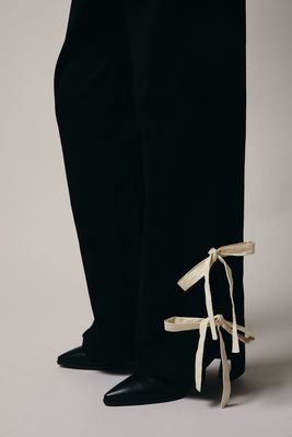 Slit Bow Tie Twill Pants