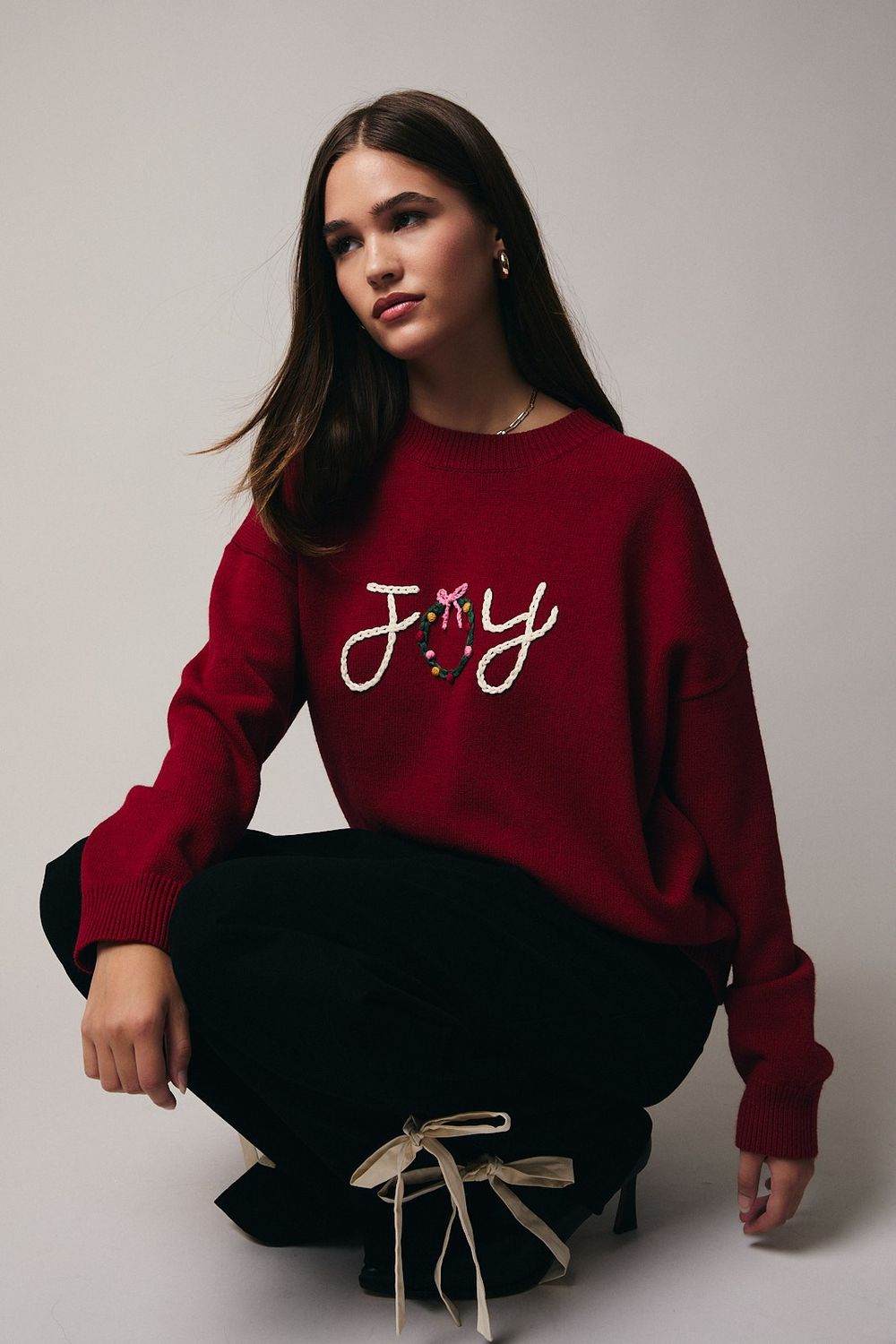 Slit Bow Tie Twill Pants