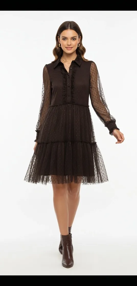 Tulle Plumetis Shirt Dress