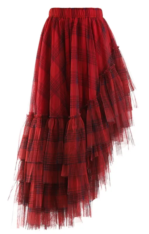 Luxe Plaid Tulle Skirt