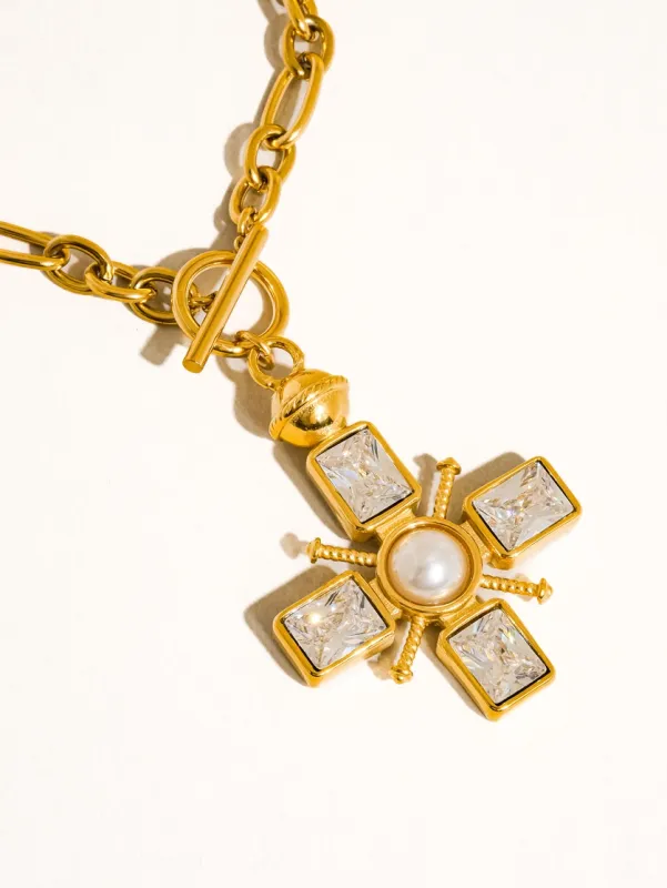 Patrice 18K Gold Non-Tarnish Cross Necklace - Yellow Gold