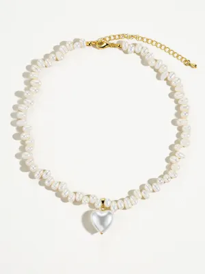 Agape 18K Gold Natural Pearl Heart Choker - Yellow Gold