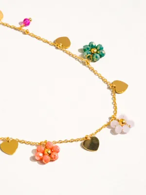 Melvin 18K Gold Non-Tarnish Flower &amp; Hearts Necklace