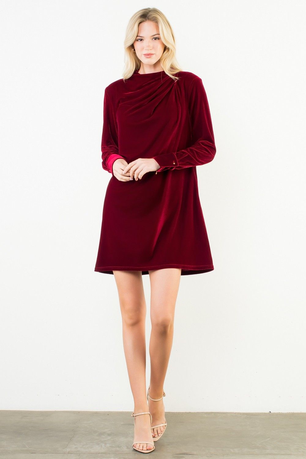 Velvet Cowl Neck Dress