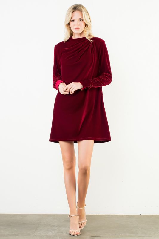 Velvet Cowl Neck Dress