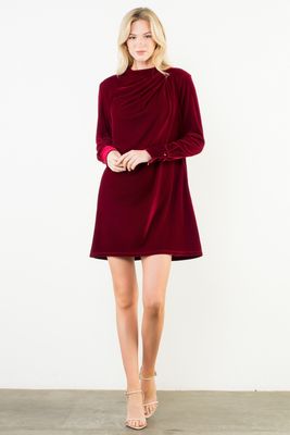 Velvet Cowl Neck Dress