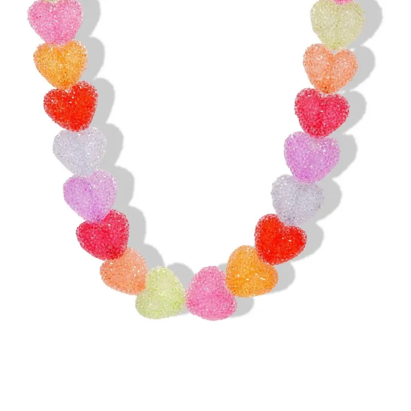 Colorful Candy Heart Resin Necklace
