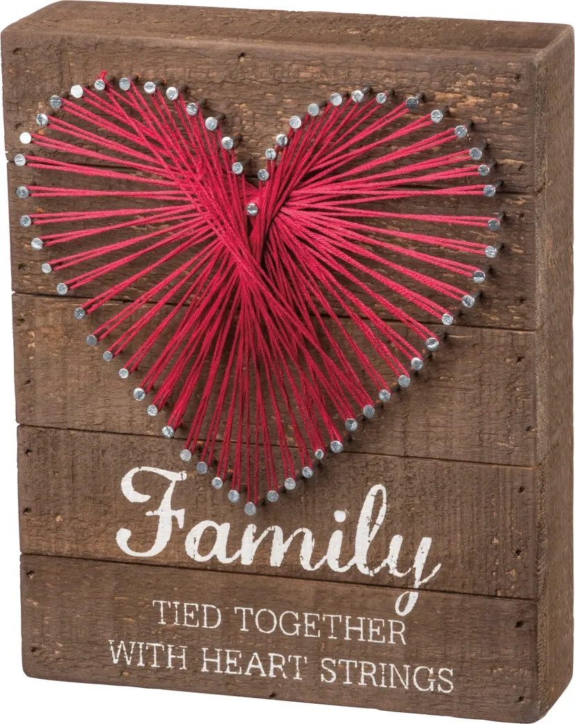 Family Tied Together with Heart String Art