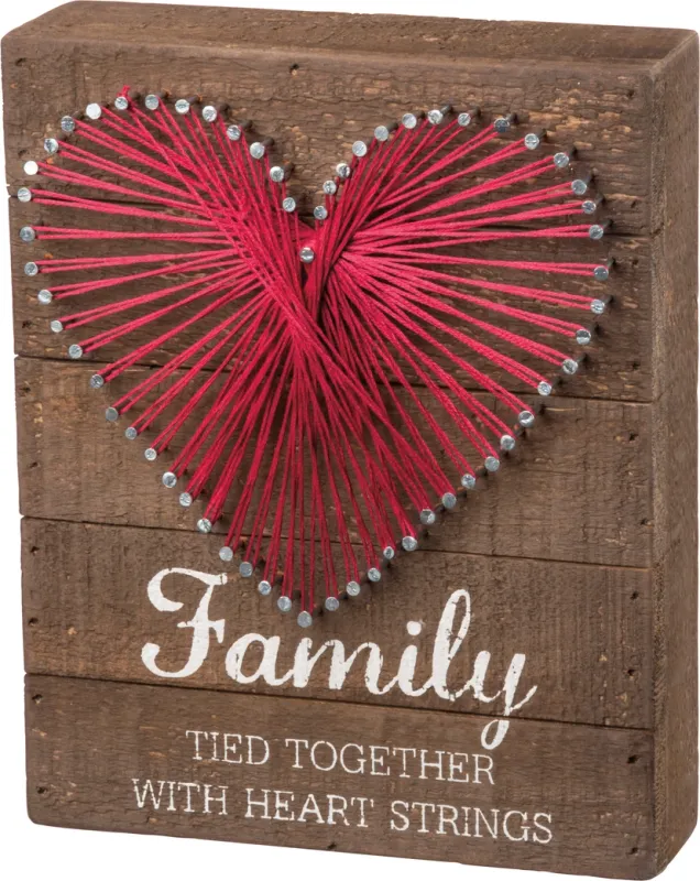 Family Tied Together with Heart String Art
