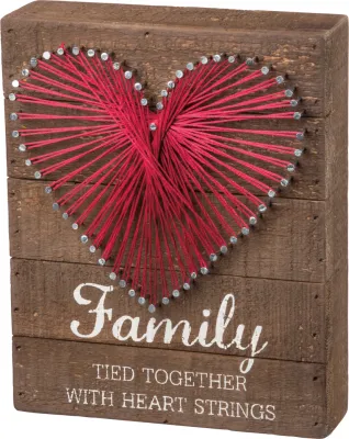 Family Tied Together with Heart String Art