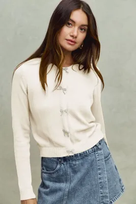 Pearl Ribbon Sweater Cardigan