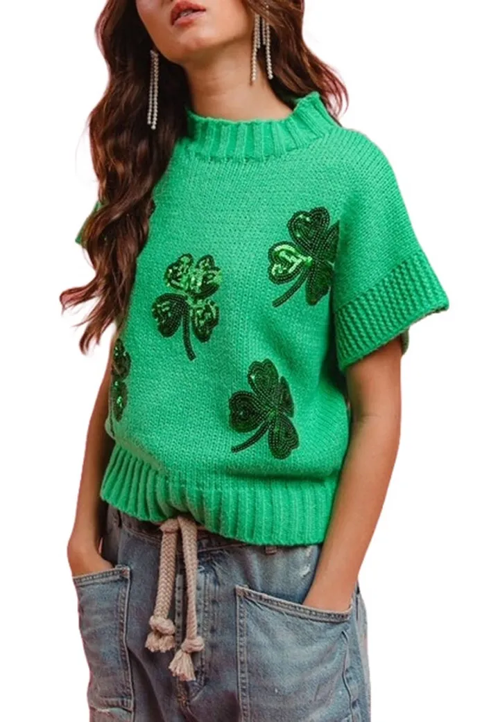 Sequin Clovers Sweater