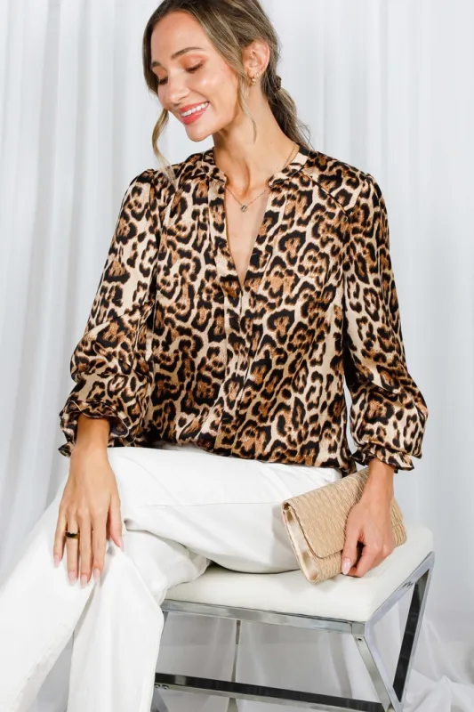 Smocked Leopard Print Blouse