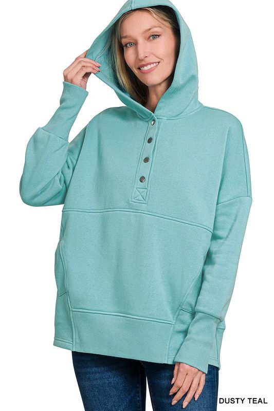 Snap Button Hooded Sweatshirt