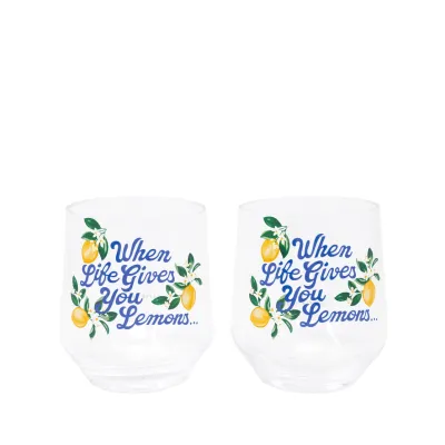 Lemons Wine Glass Set