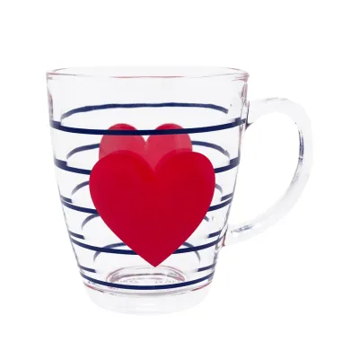Navy Stripes Glass Mug