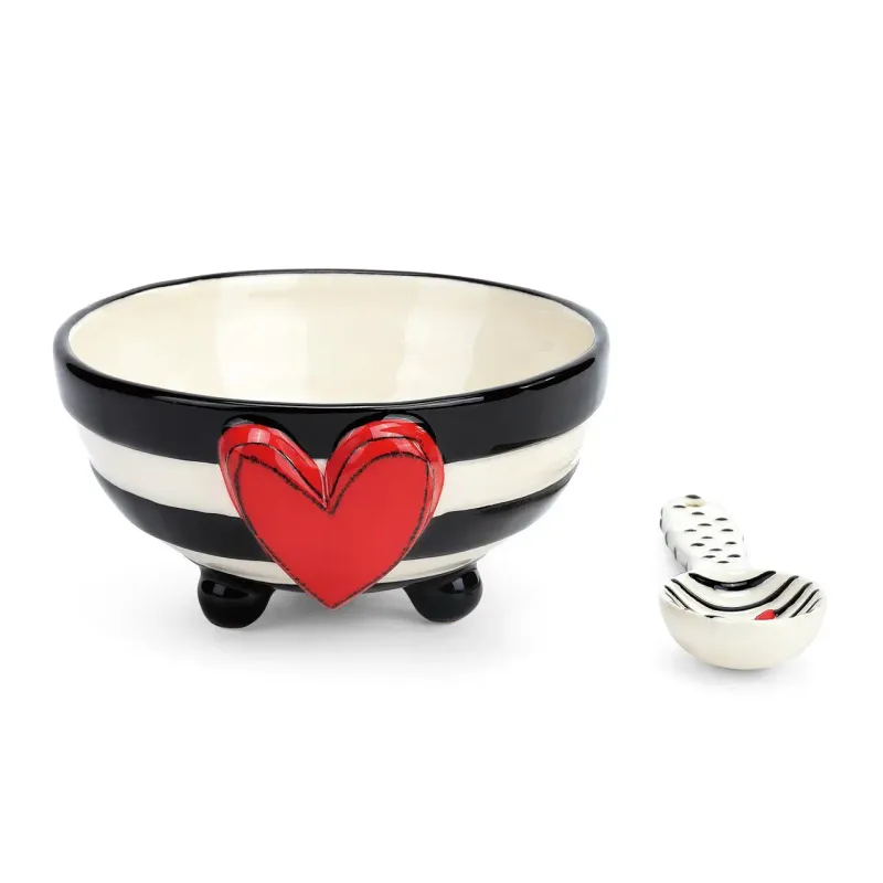 Wide Stripe Candy Bowl with Spoon Set 