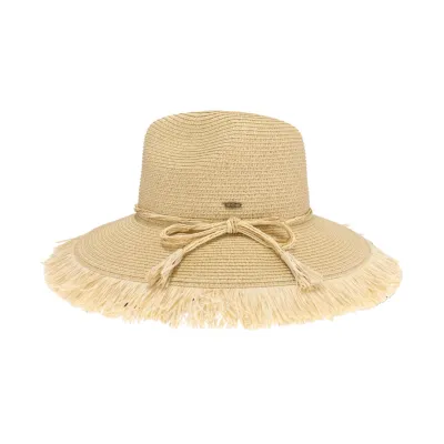 Fringe Trim Sun Hat-Natural Multi