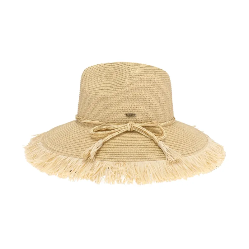 Fringe Trim Sun Hat-Natural Multi