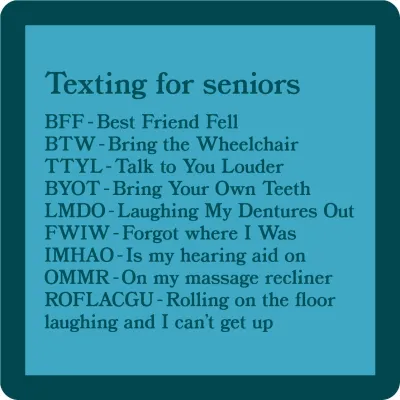 Coaster Texting for Seniors | Funny Gift | Home Bar Decor