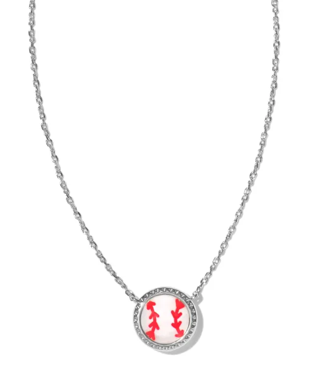 Baseball Short Pendant Necklace-Silver