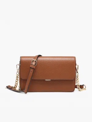 Lauryn Flapover Crossbody w/ Chain Strap-Brown