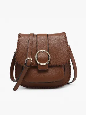 Sandra Buckle Flapover Crossbody-Brown