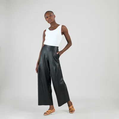 Liquid Leather Wide Leg Pant