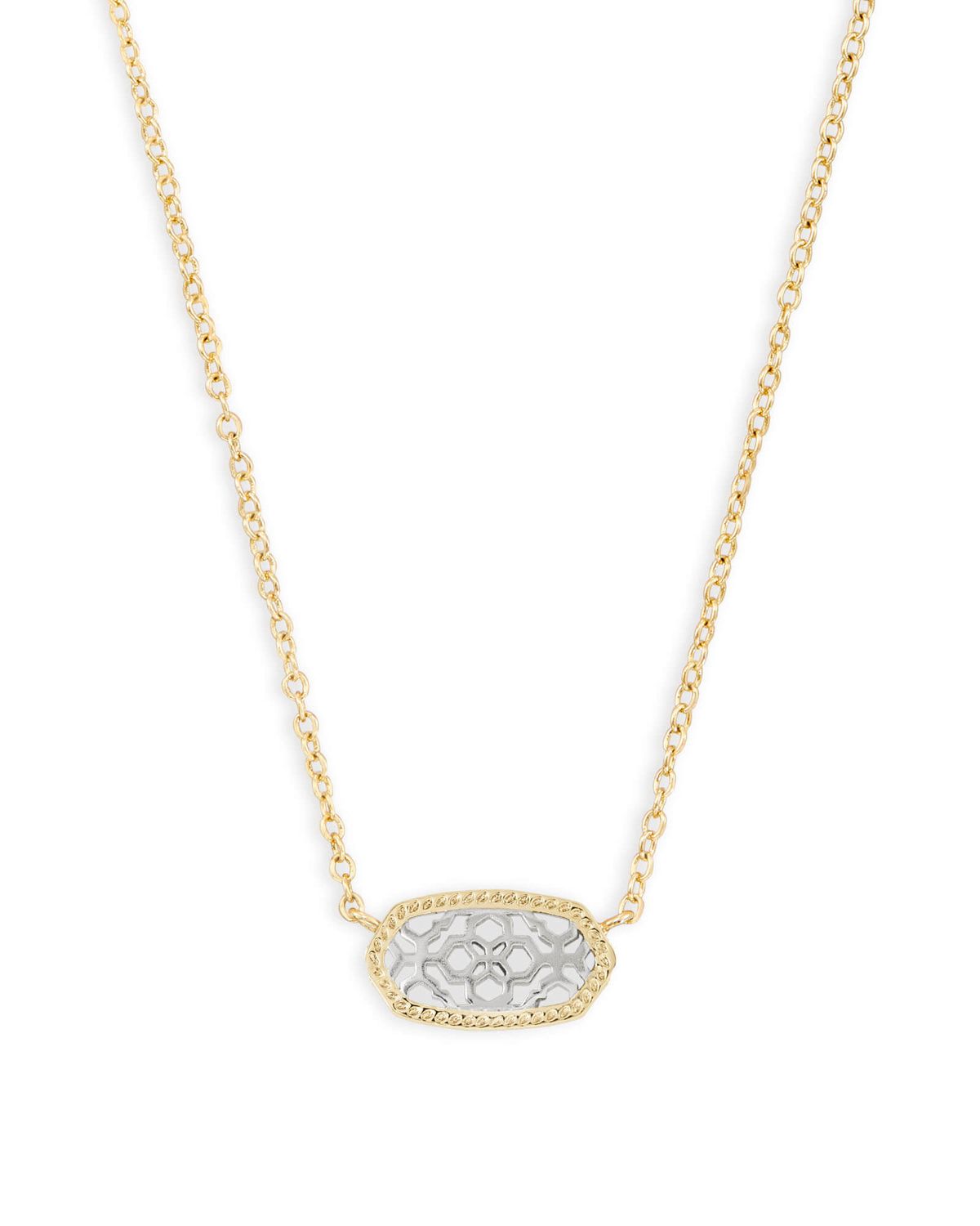 Elisa Short Pendant Necklace, Color: GOLD - RHODIUM FILIGREE MIX, Size: ONE SIZE