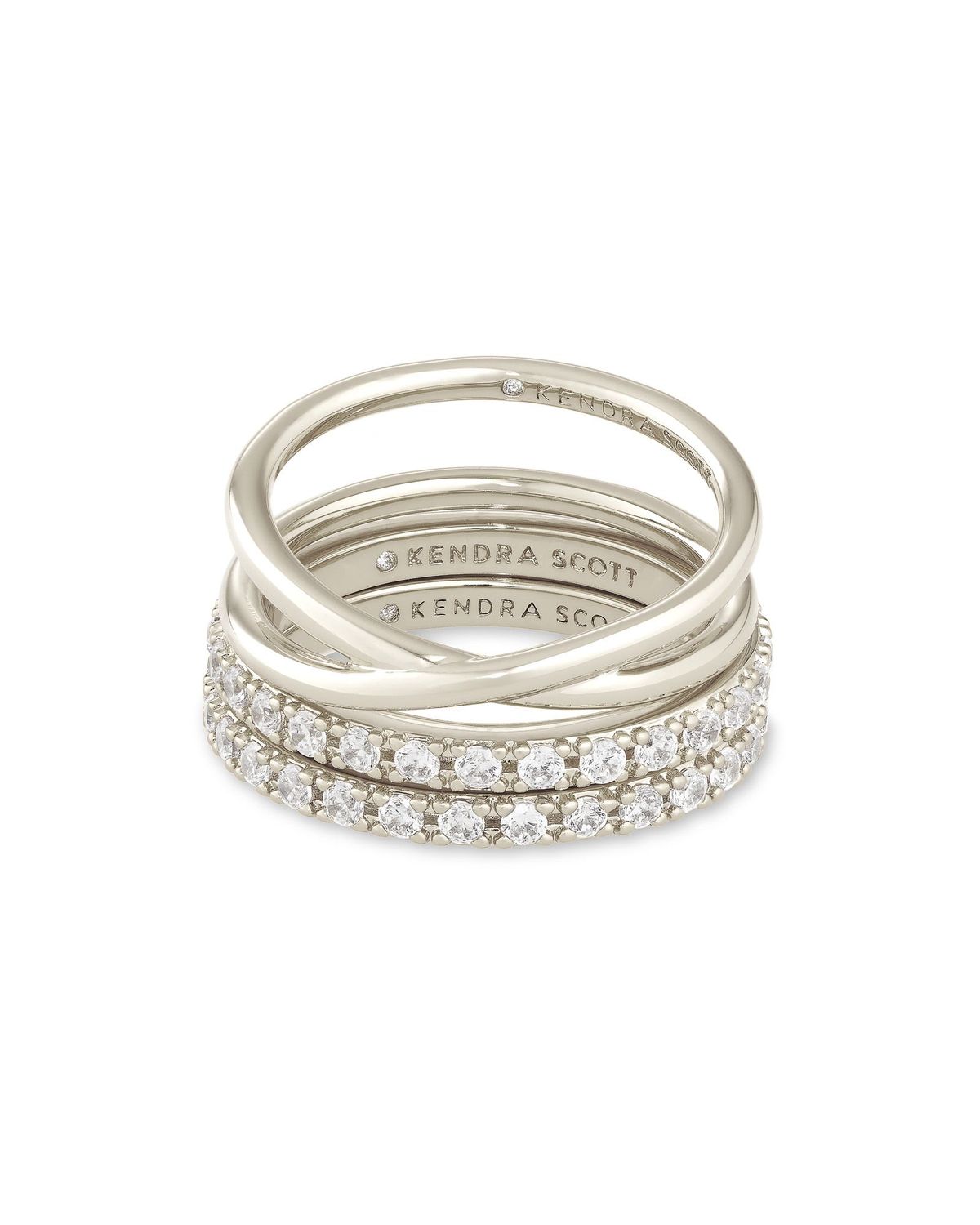 LIVY RING SET OF 3, Color: RHODIUM METAL 7, Size: 7