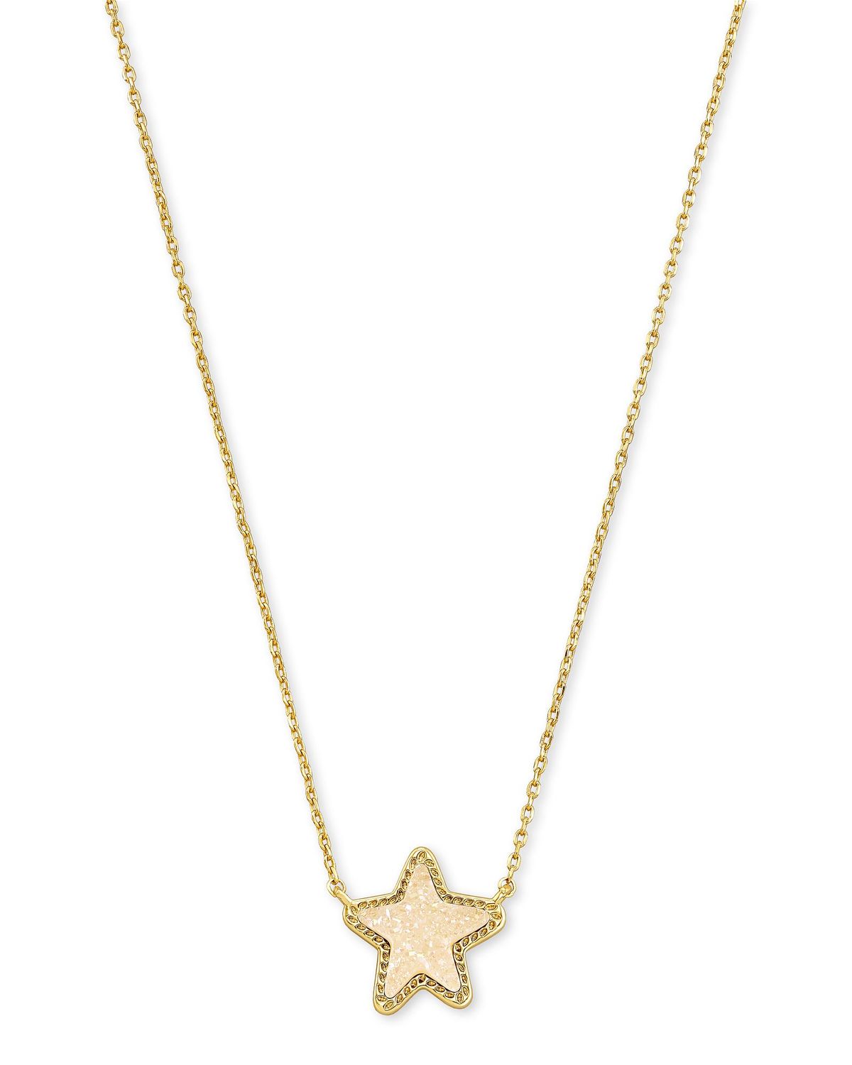 Jae Star Short Pendant-Gold, Color: GOLD IRIDESCENT DRUSY, Size: ONE SIZE