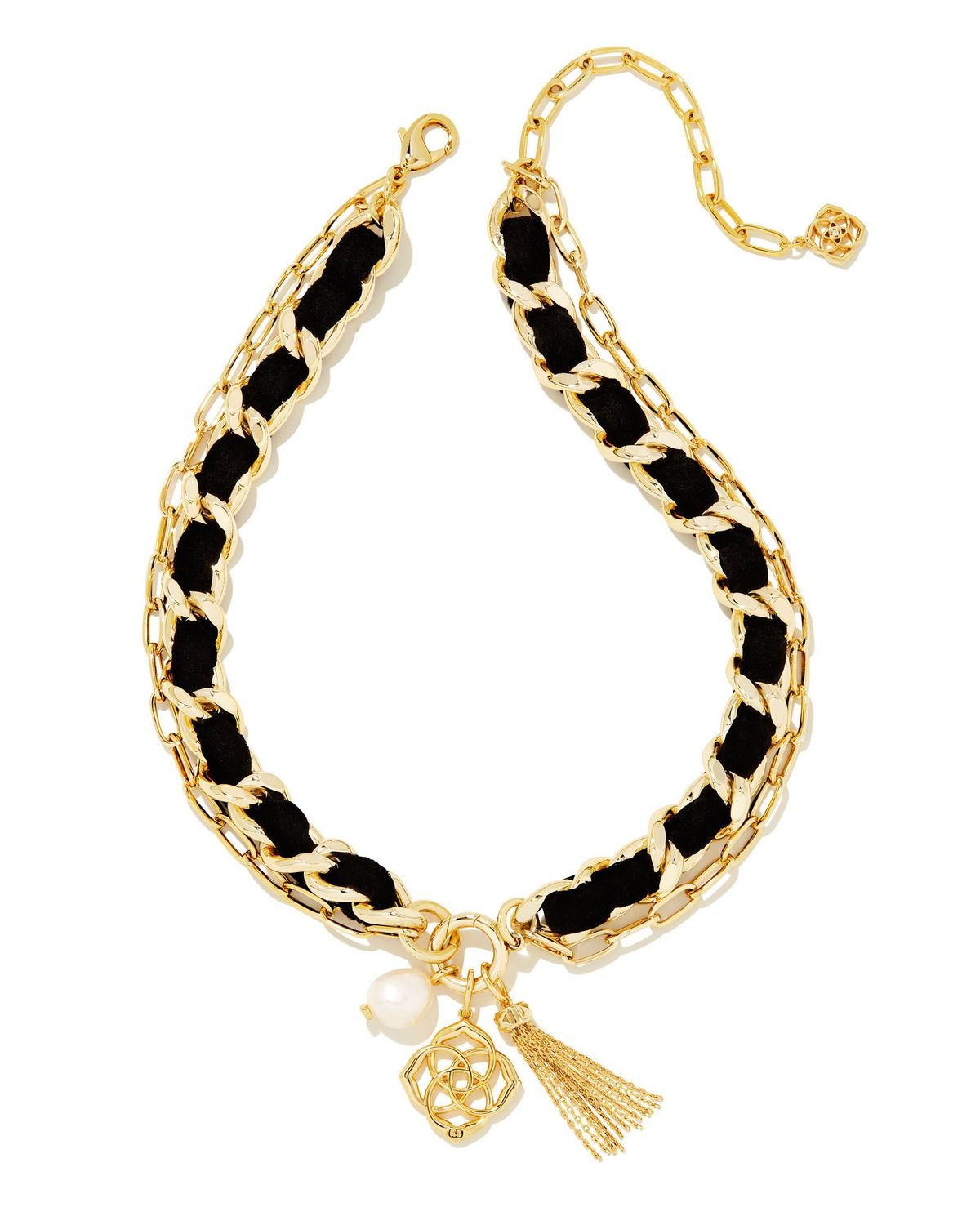 EVERLEIGH VELVET NECKLACE, Color: GOLD BLACK, Size: ONE SIZE