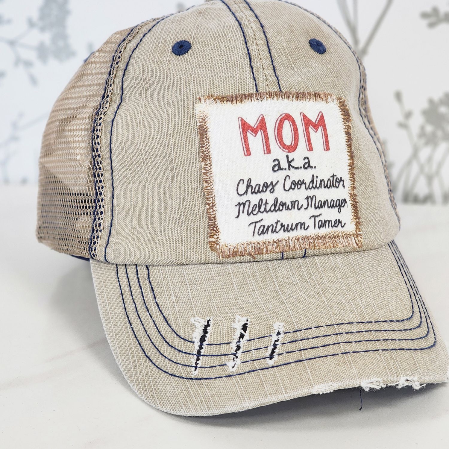 MOM A.K.A. DISTRESSED BALL CAP, Color: TAN