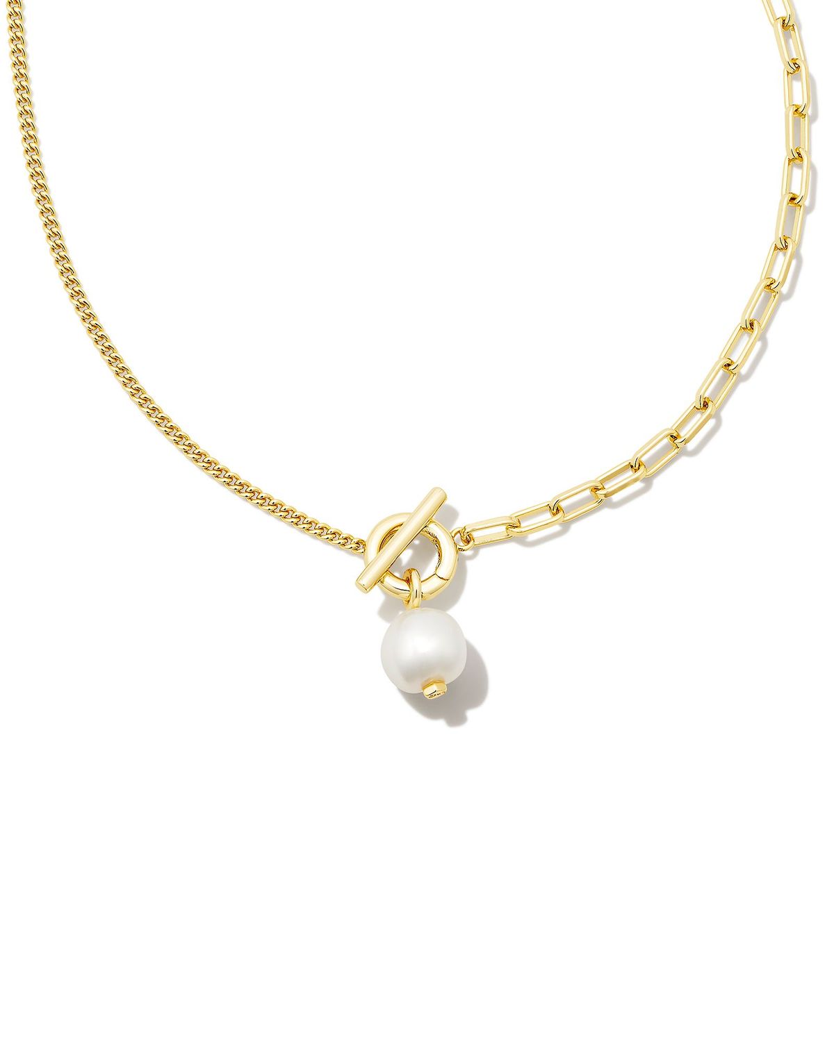 LEIGHTON PEARL CHAIN NECKLACE, Color: GOLD WHITE PEARL, Size: ONE SIZE