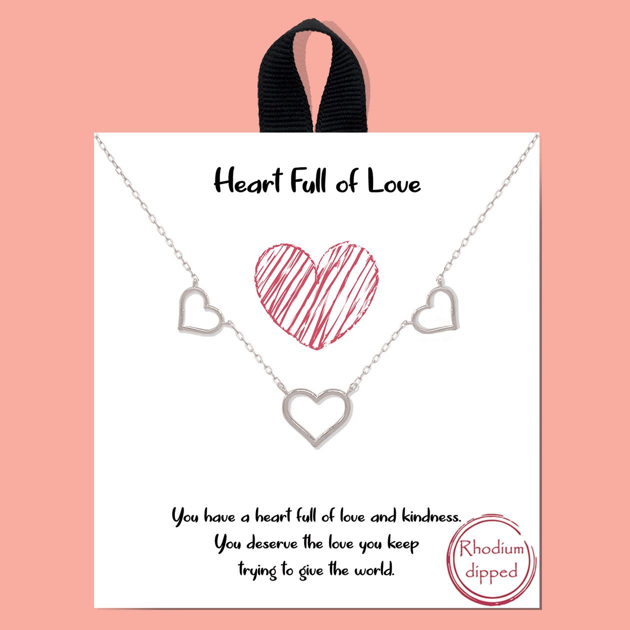 Heart Full of Love / Three open Heart Necklace, Color: SILVER